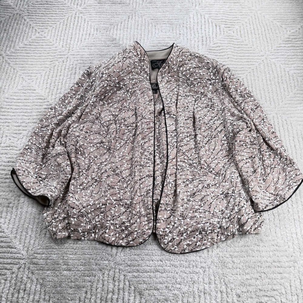 Alex Evenings Jacket Shell Set Womens 2X Taupe Glitter Floral Wedding Guest